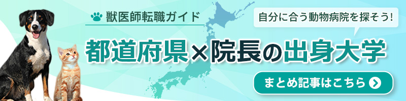 獣医師転職ガイド 都道府県×院長の出身大学 まとめ記事はこちら